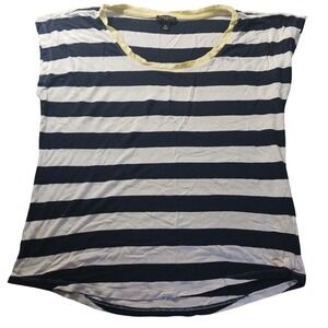 Talbots Striped Tee MP Petite Nautical Navy‎ White Resort Cruise Casual Preppy